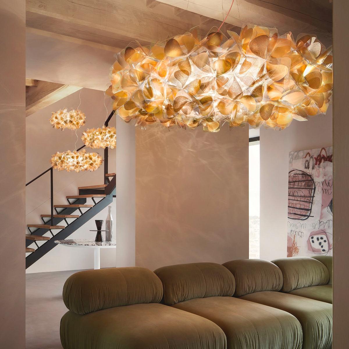 Organic chandelier installed in a premium contemporary residential interior.