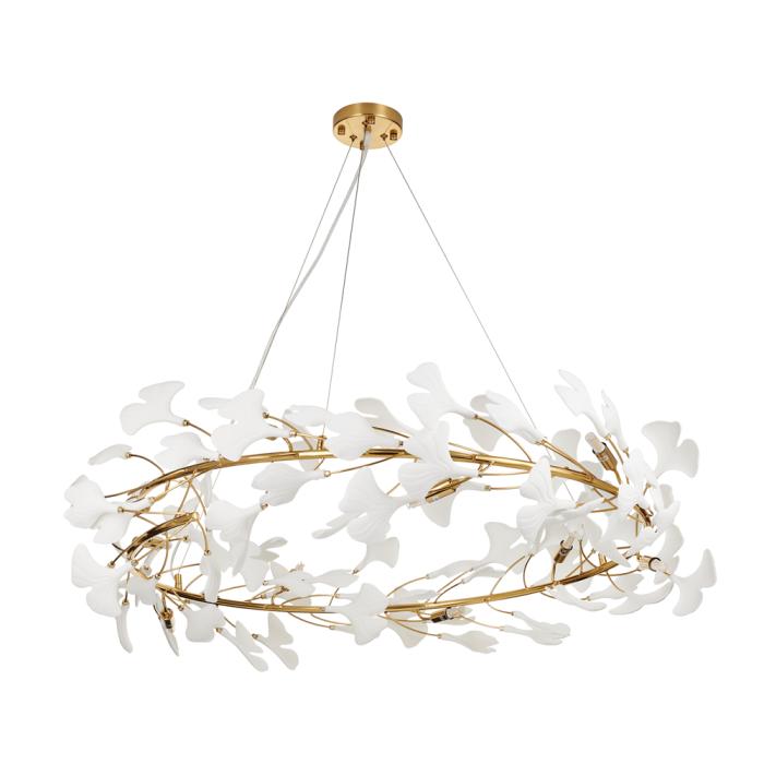Organic chandelier photographed on a clean white studio background.