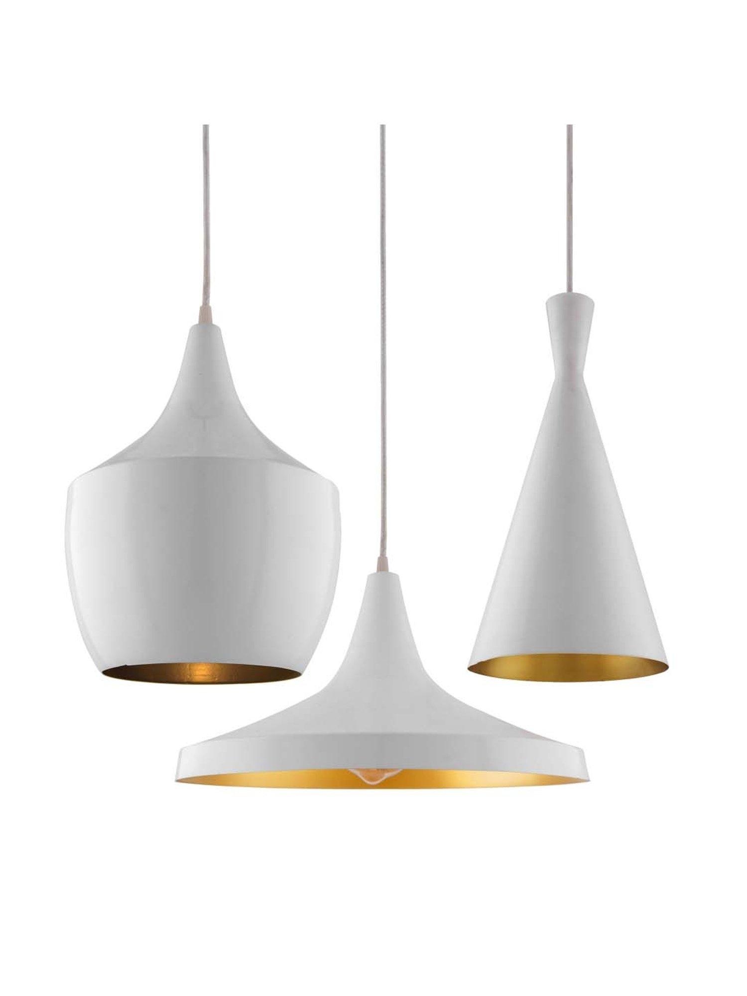 Scandinavian pendant light collection with different sizes, finishes and suspension options.