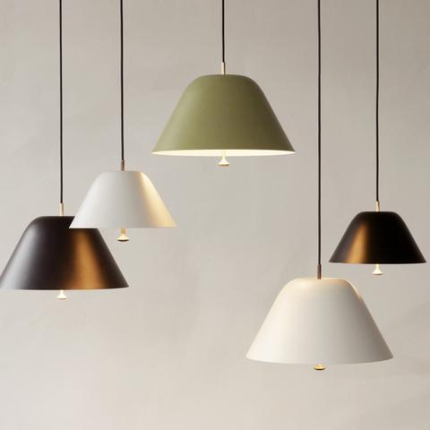 Scandinavian pendant light collection with different sizes, finishes and suspension options.